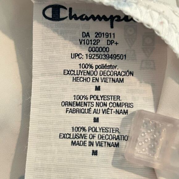 Champion Jacket Mens M White Packable Stadium Script All Over Logo‎ Windbreaker - Picture 7 of 10